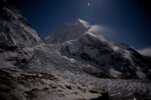 Nuptse Ice Fall In Moonlight by Anjin Herndon